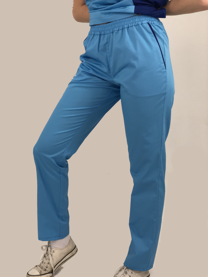 купить брюки медицинские голубые, хирургические брюки голубые с синими вставками