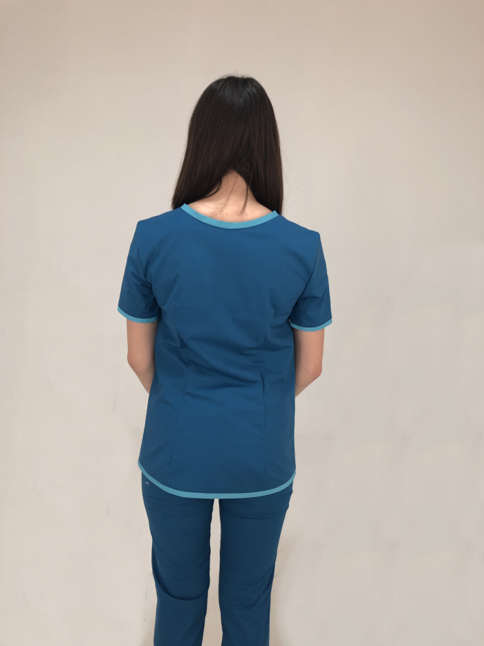 голубая хирургическая блузка, хирургичка со спандексом, хирургический костюм голубой