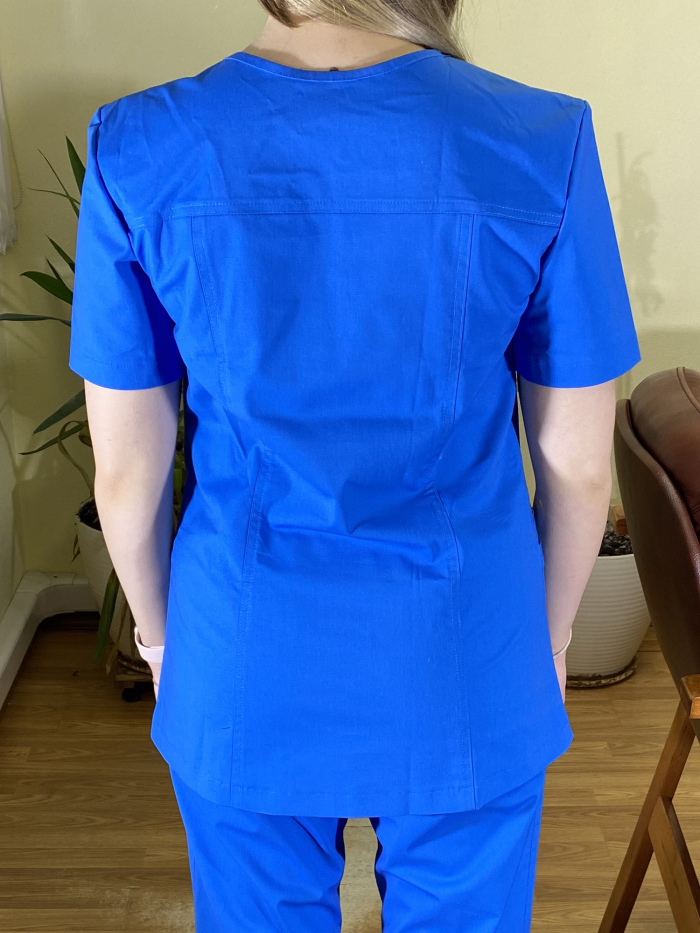 Синий женский медицинский костюм, синий женский медицинский топ, женская медицинская блузка синего цвета с декоративной молнией