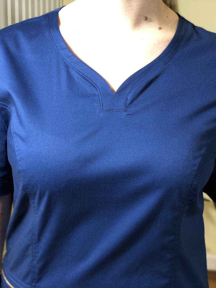 темно-синий медицинский костюм, женский синий медицинский топ, топ для врача синий, медицинская блузка темно-синяя