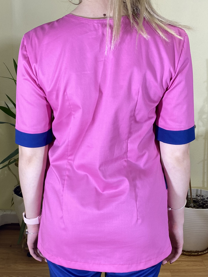 розовый медицинский топ, женский розовый медицинский костюм, розовая женская хирургичка