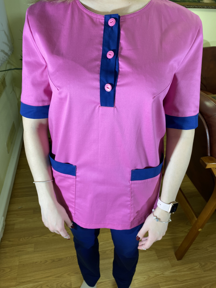 pink medical top, pink top for doctors, pink scrubs