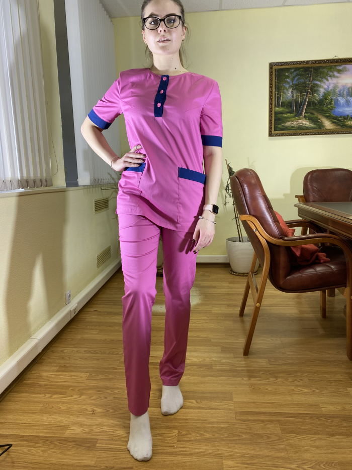 розовый медицинский топ, женский розовый медицинский костюм, розовая женская хирургичка